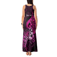 Personalised Polynesia Breast Cancer Awareness Tank Maxi Dress Think Pink Polynesian Ribbon Black Version LT14 - Polynesian Pride