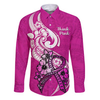 polynesia-breast-cancer-awareness-family-matching-long-sleeve-bodycon-dress-and-hawaiian-shirt-think-pink-polynesian-ribbon-white-version