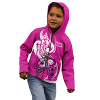 Polynesia Breast Cancer Awareness Kid Hoodie Think Pink Polynesian Ribbon White Version LT14 - Polynesian Pride