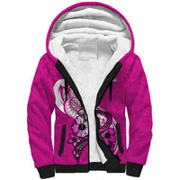 Personalised Polynesia Breast Cancer Awareness Sherpa Hoodie Think Pink Polynesian Ribbon White Version LT14 Unisex Pink - Polynesian Pride