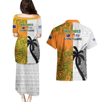 Fiji And Australia Rugby Couples Matching Puletasi Dress and Hawaiian Shirt 2023 World Cup Aboriginal Mix Tapa Pattern LT14 - Polynesian Pride