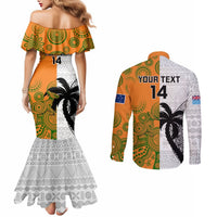 Custom Fiji And Australia Rugby Couples Matching Mermaid Dress and Long Sleeve Button Shirts 2023 World Cup Aboriginal Mix Tapa Pattern LT14 - Polynesian Pride
