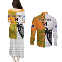 Custom Fiji And Australia Rugby Couples Matching Puletasi Dress and Long Sleeve Button Shirts 2023 World Cup Aboriginal Mix Tapa Pattern LT14 - Polynesian Pride