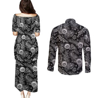 Hawaii Christmas Couples Matching Puletasi Dress and Long Sleeve Button Shirt Tropical Style With Coat Of Arms LT14 - Polynesian Pride