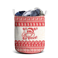 Red Mele Kalikimaka Hawaii Laundry Basket Funny Ho Ho Ho Santa Shaka - Polynesian Pride