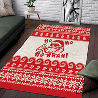 Red Mele Kalikimaka Hawaii Area Rug Funny Ho Ho Ho Santa Shaka - Polynesian Pride