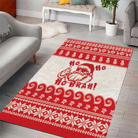 Red Mele Kalikimaka Hawaii Area Rug Funny Ho Ho Ho Santa Shaka - Polynesian Pride