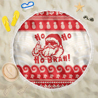Red Mele Kalikimaka Hawaii Beach Blanket Funny Ho Ho Ho Santa Shaka - Polynesian Pride
