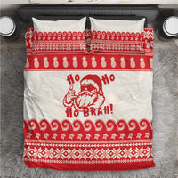 Red Mele Kalikimaka Hawaii Bedding Set Funny Ho Ho Ho Santa Shaka - Polynesian Pride