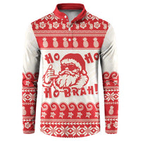 Red Mele Kalikimaka Hawaii Button Sweatshirt Funny Ho Ho Ho Santa Shaka - Polynesian Pride