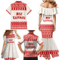 Red Mele Kalikimaka Hawaii Family Matching Mermaid Dress and Hawaiian Shirt Funny Ho Ho Ho Santa Shaka LT14 - Polynesian Pride