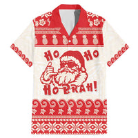 Red Mele Kalikimaka Hawaii Family Matching Mermaid Dress and Hawaiian Shirt Funny Ho Ho Ho Santa Shaka LT14 Dad's Shirt - Short Sleeve Red - Polynesian Pride