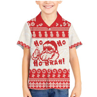 Red Mele Kalikimaka Hawaii Family Matching Mermaid Dress and Hawaiian Shirt Funny Ho Ho Ho Santa Shaka LT14 Son's Shirt Red - Polynesian Pride