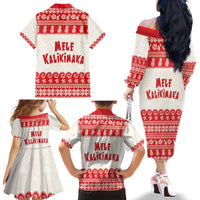 Red Mele Kalikimaka Hawaii Family Matching Off The Shoulder Long Sleeve Dress and Hawaiian Shirt Funny Ho Ho Ho Santa Shaka LT14 - Polynesian Pride