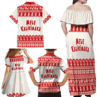 Red Mele Kalikimaka Hawaii Family Matching Off Shoulder Maxi Dress and Hawaiian Shirt Funny Ho Ho Ho Santa Shaka LT14 - Polynesian Pride