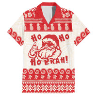 Red Mele Kalikimaka Hawaii Family Matching Off Shoulder Maxi Dress and Hawaiian Shirt Funny Ho Ho Ho Santa Shaka LT14 Dad's Shirt - Short Sleeve Red - Polynesian Pride