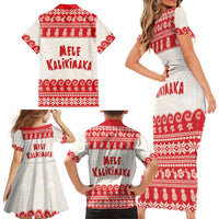 Red Mele Kalikimaka Hawaii Family Matching Short Sleeve Bodycon Dress and Hawaiian Shirt Funny Ho Ho Ho Santa Shaka LT14 - Polynesian Pride