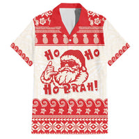 Red Mele Kalikimaka Hawaii Family Matching Short Sleeve Bodycon Dress and Hawaiian Shirt Funny Ho Ho Ho Santa Shaka LT14 Dad's Shirt - Short Sleeve Red - Polynesian Pride