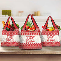 Red Mele Kalikimaka Hawaii Grocery Bag Funny Ho Ho Ho Santa Shaka - Polynesian Pride
