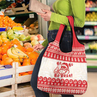 Red Mele Kalikimaka Hawaii Grocery Bag Funny Ho Ho Ho Santa Shaka - Polynesian Pride