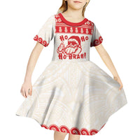 Red Mele Kalikimaka Hawaii Kid Short Sleeve Dress Funny Ho Ho Ho Santa Shaka - Polynesian Pride