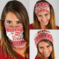 Red Mele Kalikimaka Hawaii Neck Gaiter Funny Ho Ho Ho Santa Shaka - Polynesian Pride