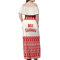 Red Mele Kalikimaka Hawaii Off Shoulder Maxi Dress Funny Ho Ho Ho Santa Shaka - Polynesian Pride