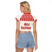Red Mele Kalikimaka Hawaii Raglan Cropped T Shirt Funny Ho Ho Ho Santa Shaka LT14 - Polynesian Pride
