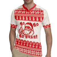 Red Mele Kalikimaka Hawaii Rugby Jersey Funny Ho Ho Ho Santa Shaka - Polynesian Pride