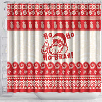 Red Mele Kalikimaka Hawaii Shower Curtain Funny Ho Ho Ho Santa Shaka - Polynesian Pride