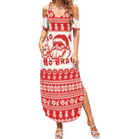 Red Mele Kalikimaka Hawaii Summer Maxi Dress Funny Ho Ho Ho Santa Shaka - Polynesian Pride