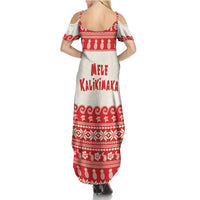 Red Mele Kalikimaka Hawaii Summer Maxi Dress Funny Ho Ho Ho Santa Shaka - Polynesian Pride