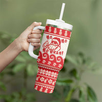 Red Mele Kalikimaka Hawaii Tumbler With Handle Funny Ho Ho Ho Santa Shaka - Polynesian Pride