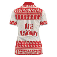 Red Mele Kalikimaka Hawaii Women Polo Shirt Funny Ho Ho Ho Santa Shaka - Polynesian Pride