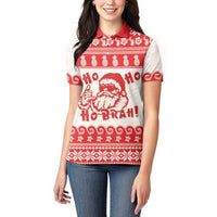 Red Mele Kalikimaka Hawaii Women Polo Shirt Funny Ho Ho Ho Santa Shaka - Polynesian Pride