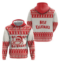Red Mele Kalikimaka Hawaii Zip Hoodie Funny Ho Ho Ho Santa Shaka - Polynesian Pride