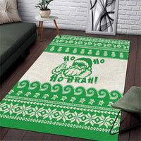 Green Mele Kalikimaka Hawaii Area Rug Funny Ho Ho Ho Santa Shaka - Polynesian Pride