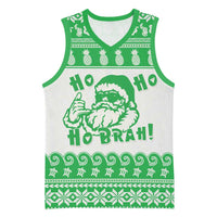 Green Mele Kalikimaka Hawaii Basketball Jersey Funny Ho Ho Ho Santa Shaka - Polynesian Pride