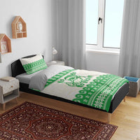Green Mele Kalikimaka Hawaii Bedding Set Funny Ho Ho Ho Santa Shaka - Polynesian Pride