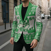 Green Mele Kalikimaka Hawaii Blazer Funny Ho Ho Ho Santa Shaka - Polynesian Pride