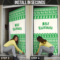 Green Mele Kalikimaka Hawaii Door Cover Funny Ho Ho Ho Santa Shaka - Polynesian Pride