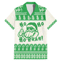 Green Mele Kalikimaka Hawaii Family Matching Mermaid Dress and Hawaiian Shirt Funny Ho Ho Ho Santa Shaka LT14 Dad's Shirt - Short Sleeve Green - Polynesian Pride