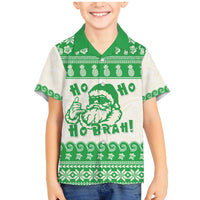 Green Mele Kalikimaka Hawaii Family Matching Mermaid Dress and Hawaiian Shirt Funny Ho Ho Ho Santa Shaka LT14 Son's Shirt Green - Polynesian Pride