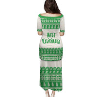 Green Mele Kalikimaka Hawaii Family Matching Puletasi and Hawaiian Shirt Funny Ho Ho Ho Santa Shaka - Polynesian Pride