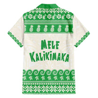 Green Mele Kalikimaka Hawaii Family Matching Short Sleeve Bodycon Dress and Hawaiian Shirt Funny Ho Ho Ho Santa Shaka - Polynesian Pride