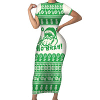 Green Mele Kalikimaka Hawaii Family Matching Short Sleeve Bodycon Dress and Hawaiian Shirt Funny Ho Ho Ho Santa Shaka LT14 Mom's Dress Green - Polynesian Pride