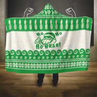 Green Mele Kalikimaka Hawaii Hooded Blanket Funny Ho Ho Ho Santa Shaka - Polynesian Pride