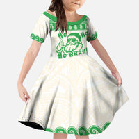 Green Mele Kalikimaka Hawaii Kid Short Sleeve Dress Funny Ho Ho Ho Santa Shaka - Polynesian Pride