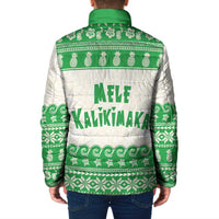 Green Mele Kalikimaka Hawaii Padded Jacket Funny Ho Ho Ho Santa Shaka - Polynesian Pride