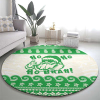 Green Mele Kalikimaka Hawaii Round Carpet Funny Ho Ho Ho Santa Shaka - Polynesian Pride